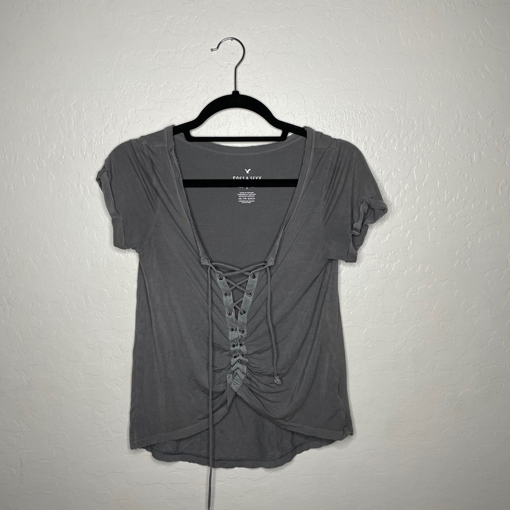American Eagle lace up top